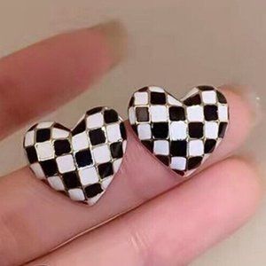 New 18K Gold Over Silver Heart Studs